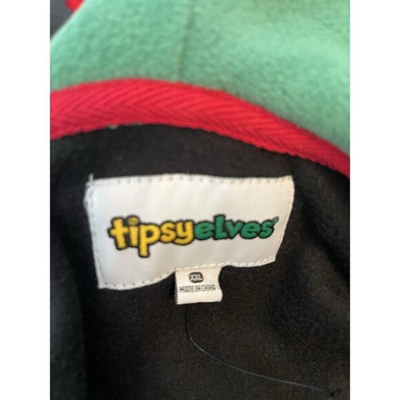 Tipsey Elves Mens XXL Christmas Tree Fleece Full Zip Hooded Jumpsuit Costume New - Picture 5 of 5
